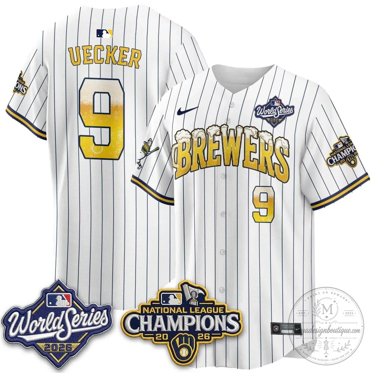Milwaukee Brewers Bob Uecker World Series Champions Baseball Jersey 76 Milwaukee Brewers Bob Uecker World Series Champions Baseball Jersey