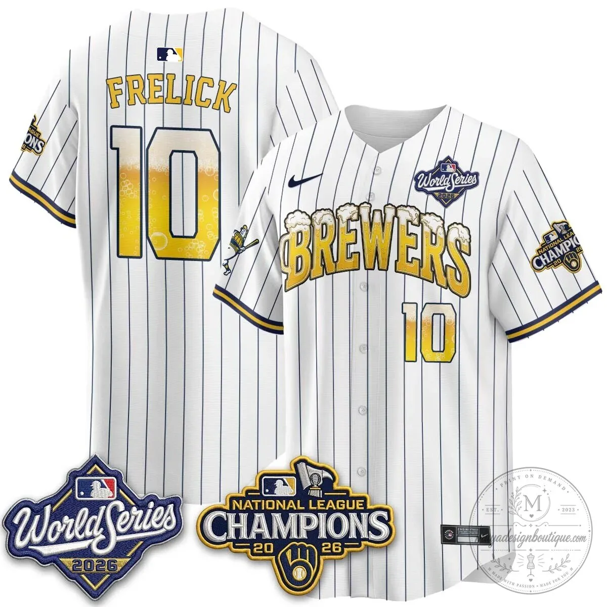 Milwaukee Brewers Bob Uecker World Series Champions Baseball Jersey 83 Milwaukee Brewers Bob Uecker World Series Champions Baseball Jersey