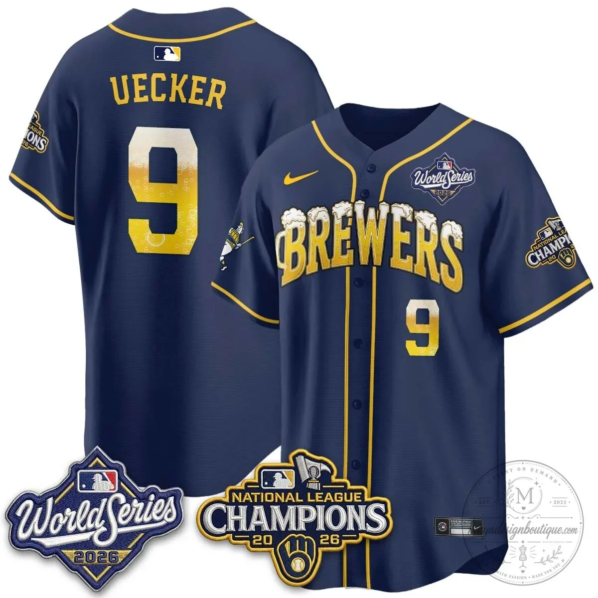 Milwaukee Brewers Bob Uecker World Series Champions Baseball Jersey 88 Milwaukee Brewers Bob Uecker World Series Champions Baseball Jersey