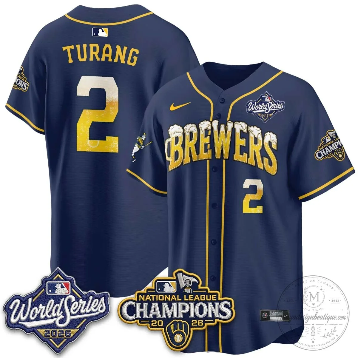 Milwaukee Brewers Bob Uecker World Series Champions Baseball Jersey 90 Milwaukee Brewers Bob Uecker World Series Champions Baseball Jersey
