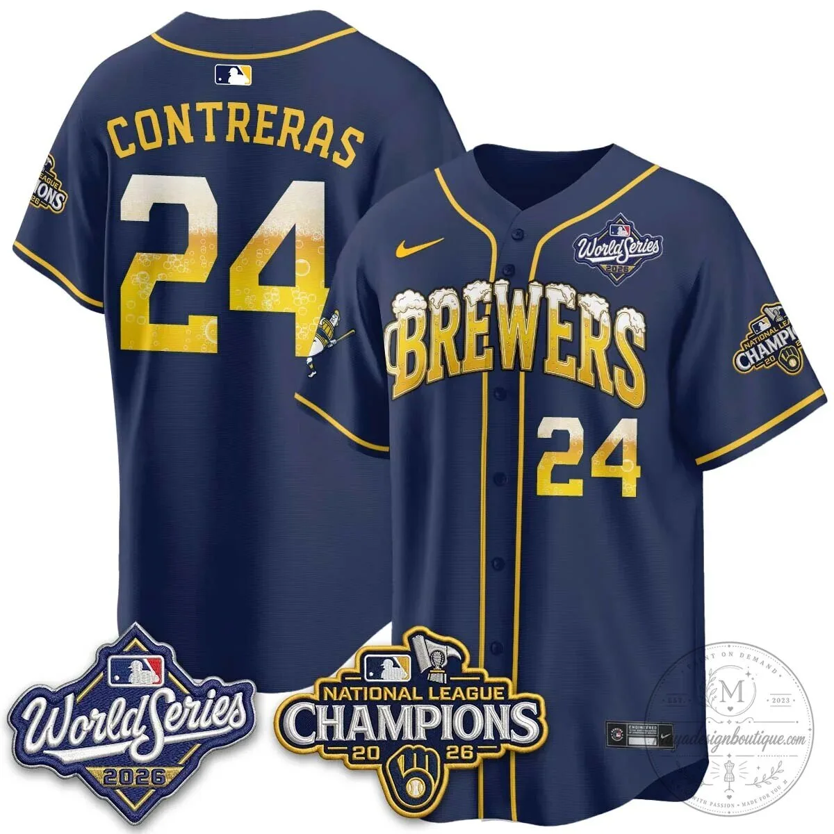 Milwaukee Brewers Bob Uecker World Series Champions Baseball Jersey 92 Milwaukee Brewers Bob Uecker World Series Champions Baseball Jersey