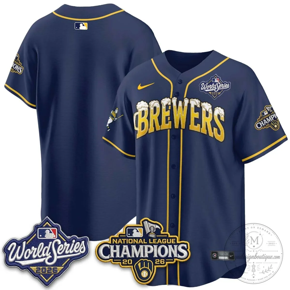 Milwaukee Brewers Bob Uecker World Series Champions Baseball Jersey 94 Milwaukee Brewers Bob Uecker World Series Champions Baseball Jersey
