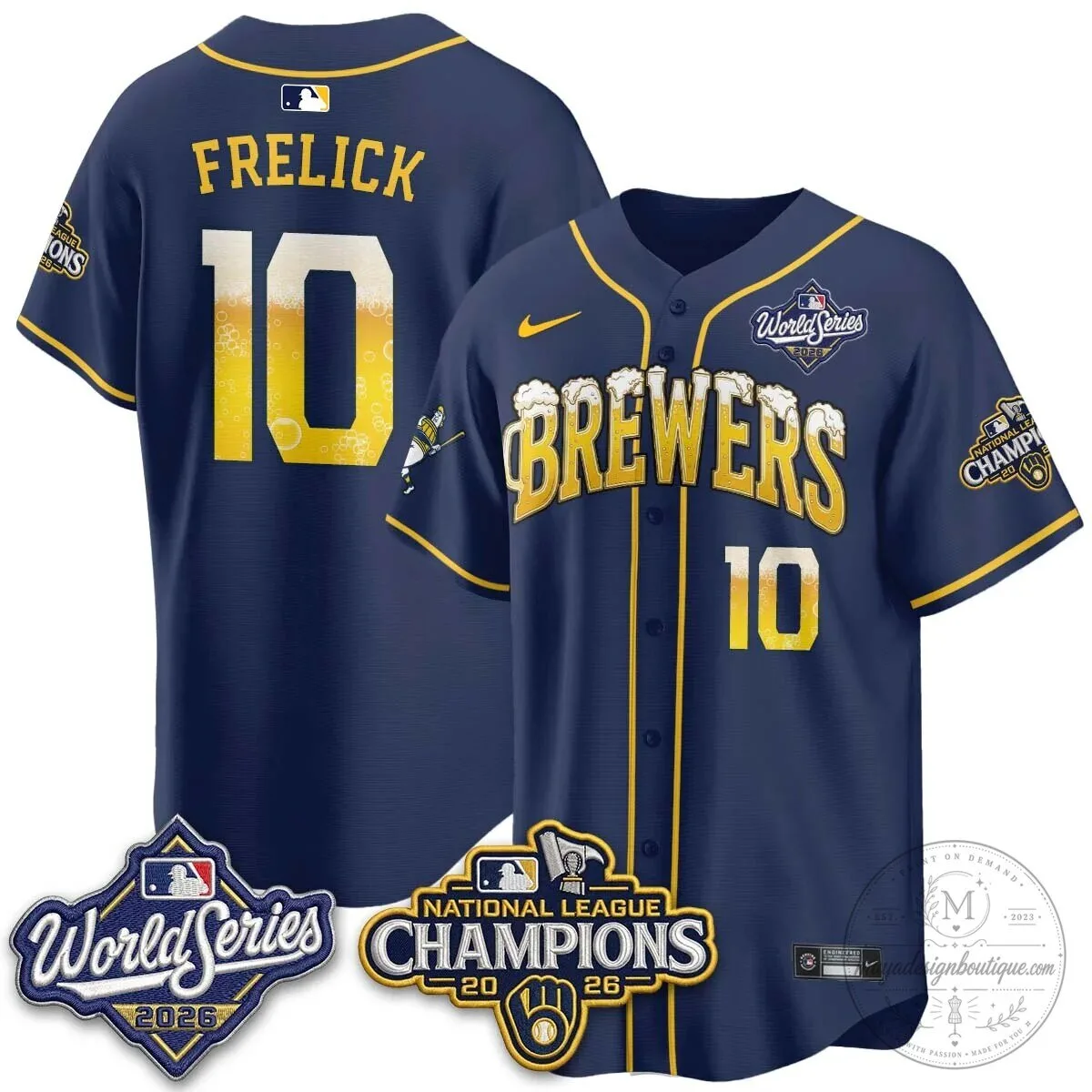 Milwaukee Brewers Bob Uecker World Series Champions Baseball Jersey 95 Milwaukee Brewers Bob Uecker World Series Champions Baseball Jersey
