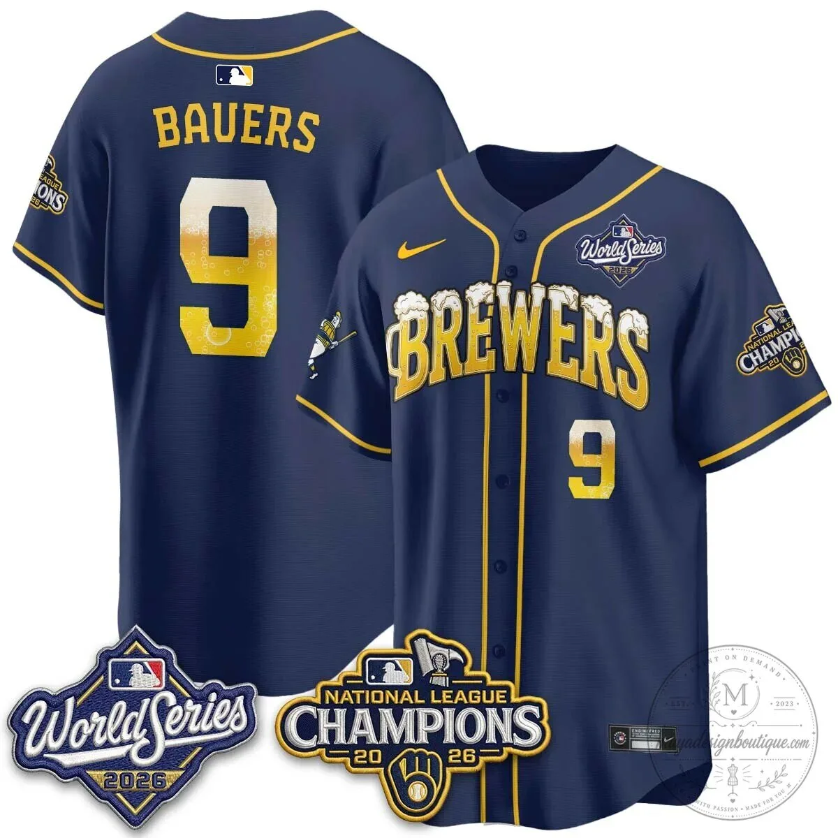 Milwaukee Brewers Bob Uecker World Series Champions Baseball Jersey 97 Milwaukee Brewers Bob Uecker World Series Champions Baseball Jersey