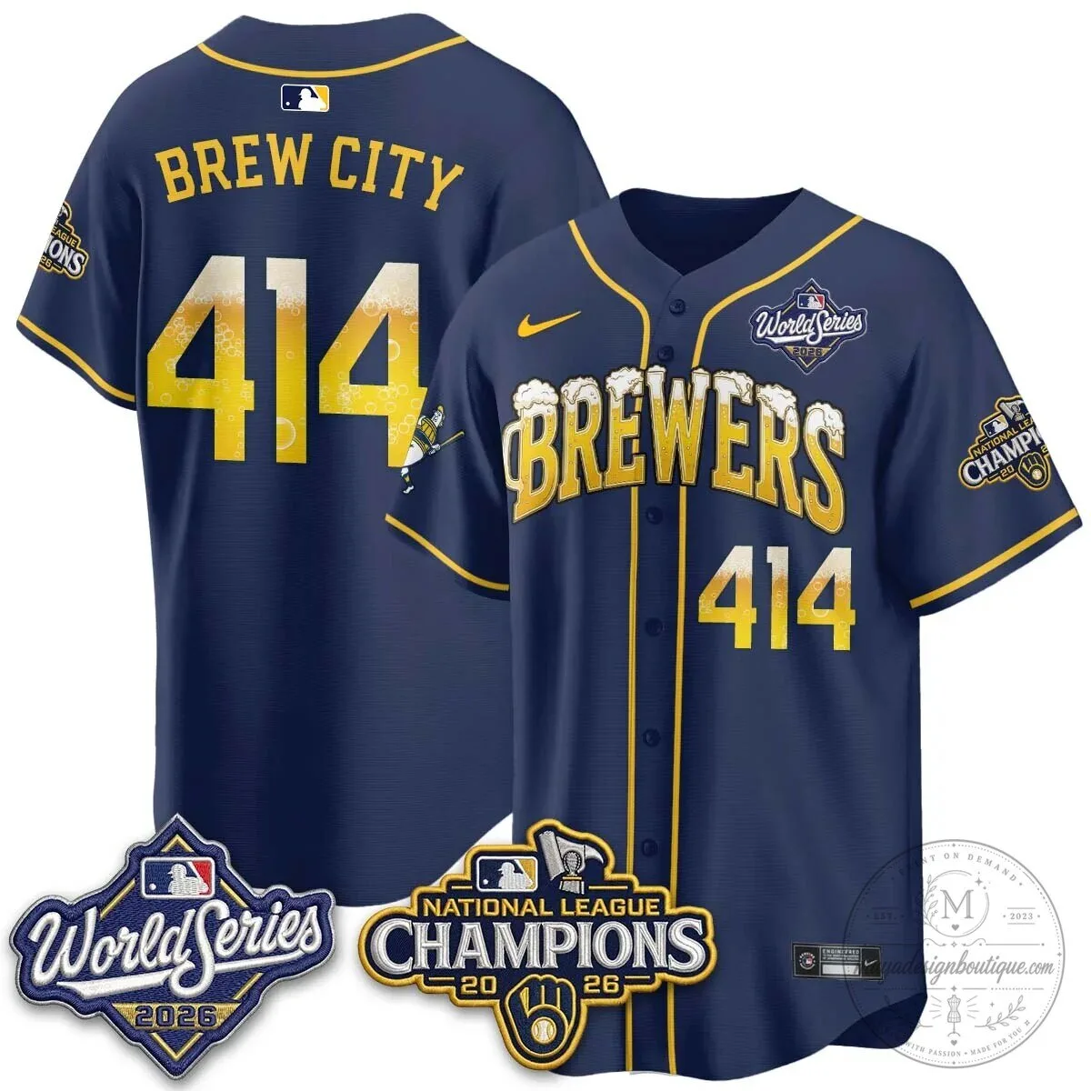 Milwaukee Brewers Bob Uecker World Series Champions Baseball Jersey 99 Milwaukee Brewers Bob Uecker World Series Champions Baseball Jersey