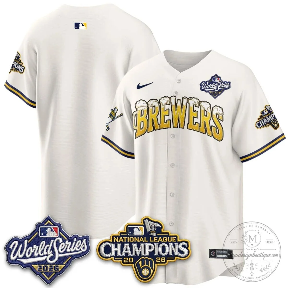 Milwaukee Brewers Bob Uecker World Series Champions Baseball Jersey 106 Milwaukee Brewers Bob Uecker World Series Champions Baseball Jersey