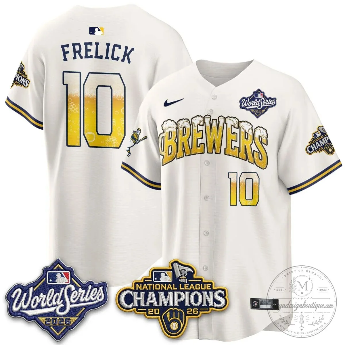 Milwaukee Brewers Bob Uecker World Series Champions Baseball Jersey 107 Milwaukee Brewers Bob Uecker World Series Champions Baseball Jersey