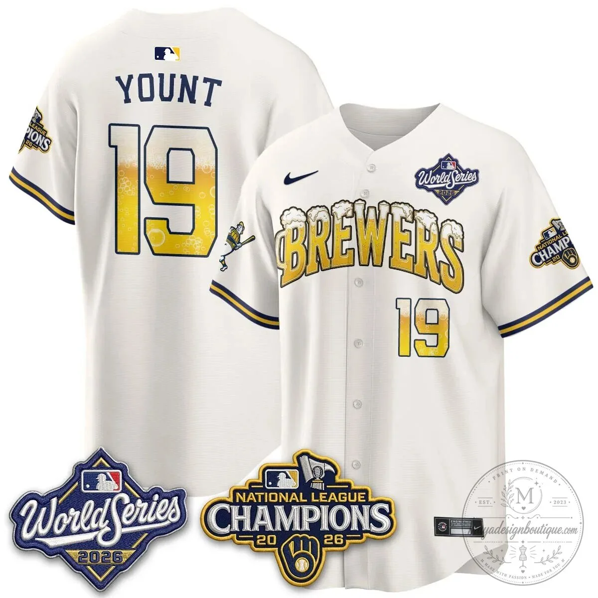 Milwaukee Brewers Bob Uecker World Series Champions Baseball Jersey 108 Milwaukee Brewers Bob Uecker World Series Champions Baseball Jersey