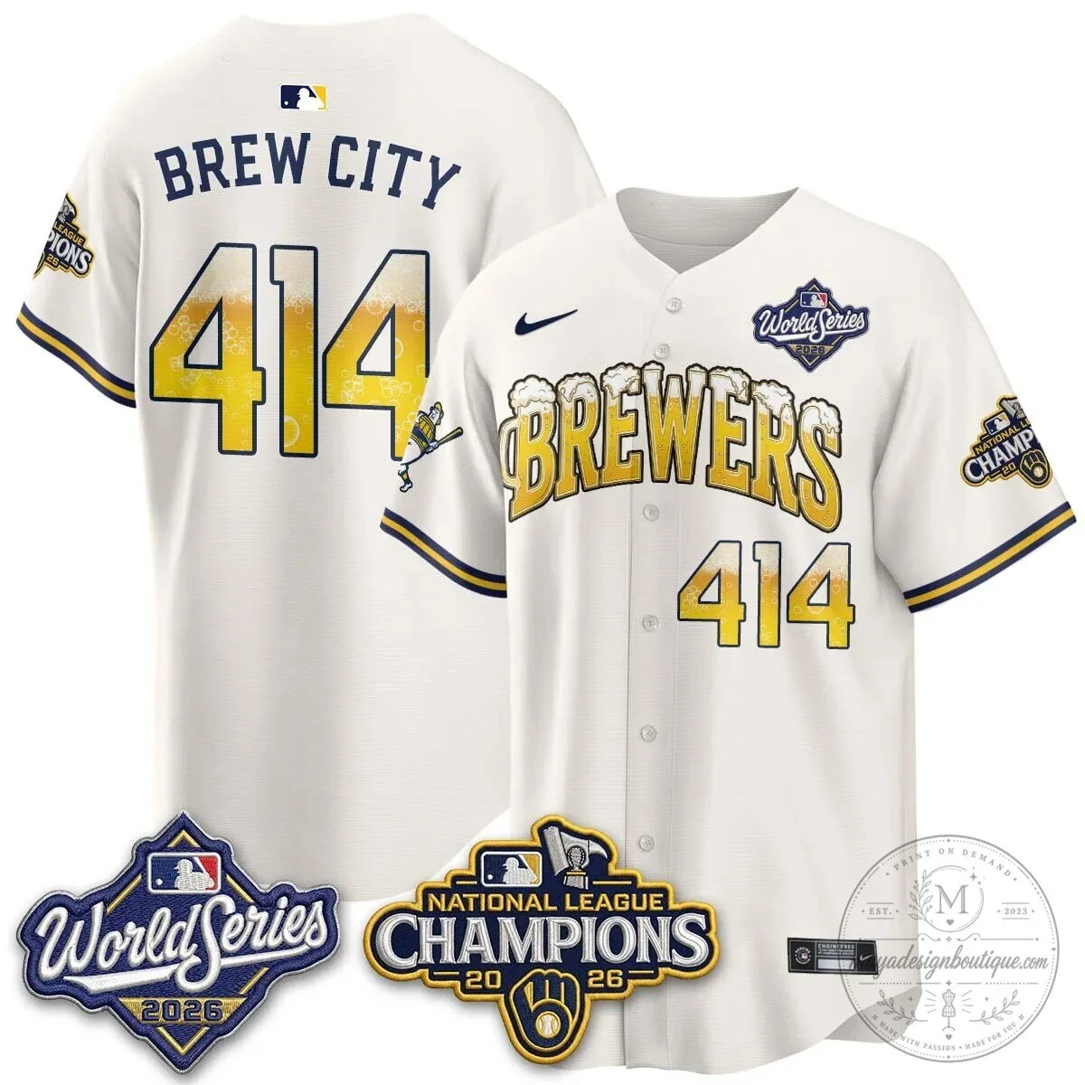 Milwaukee Brewers Bob Uecker World Series Champions Baseball Jersey 111 Milwaukee Brewers Bob Uecker World Series Champions Baseball Jersey