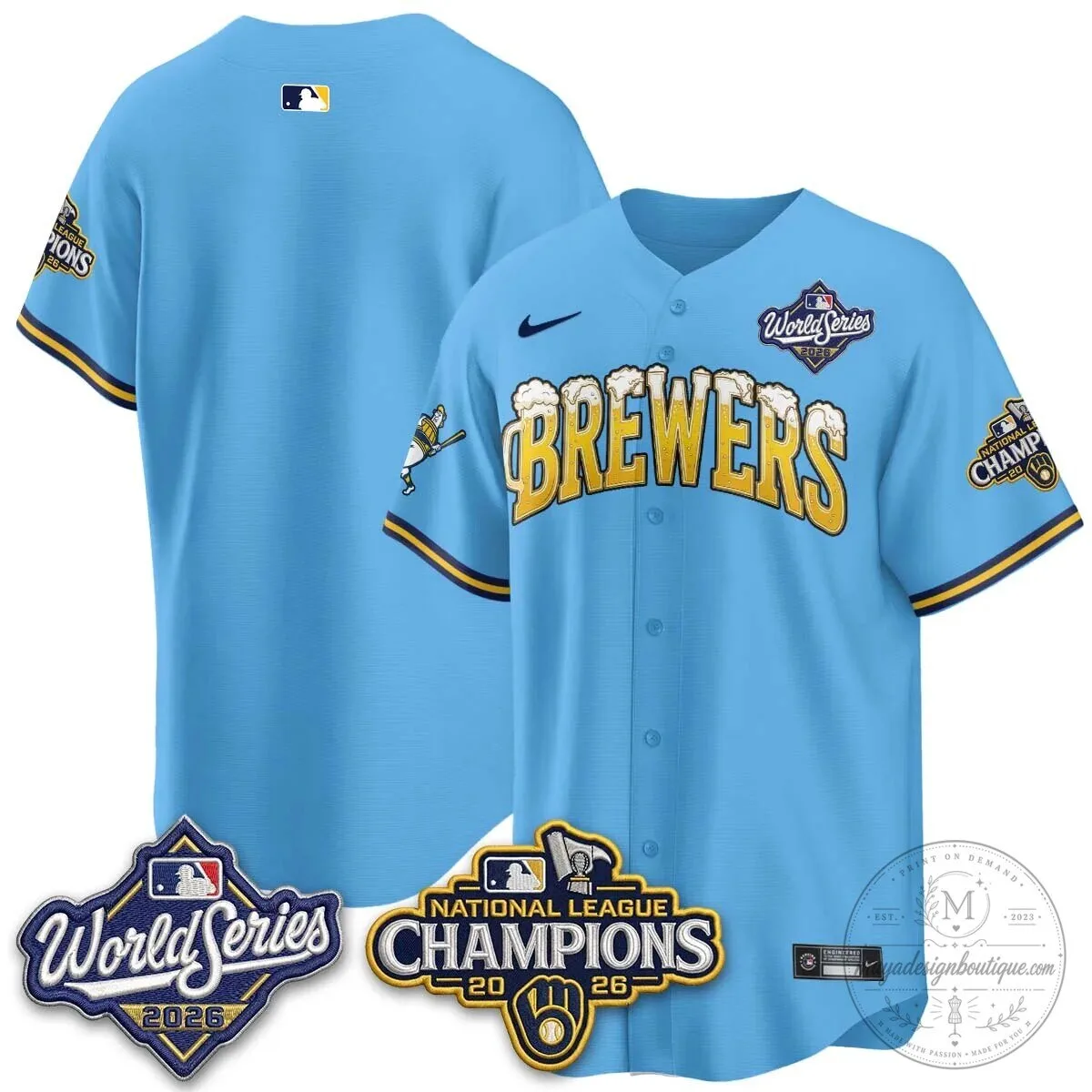 Milwaukee Brewers Bob Uecker World Series Champions Baseball Jersey 118 Milwaukee Brewers Bob Uecker World Series Champions Baseball Jersey