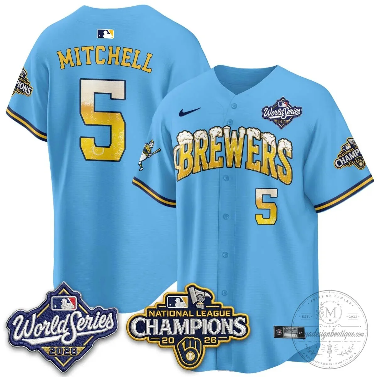 Milwaukee Brewers Bob Uecker World Series Champions Baseball Jersey 122 Milwaukee Brewers Bob Uecker World Series Champions Baseball Jersey