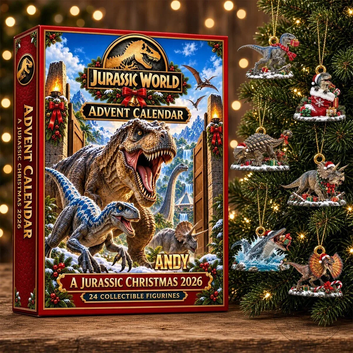 Jurassic World Dinosaur Christmas Advent Calendar 2026 with 24 Collectible Figurines