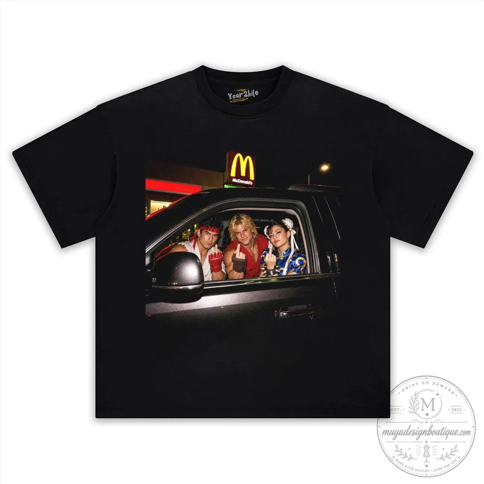 Street Fighter Ryu Ken Chun-Li McDonald's Drive-Thru T-Shirt