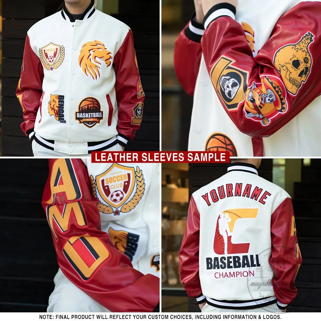 Custom Cream Navy White Los Angeles Tropical Palm Trees Varsity Jacket 11 Custom Cream Navy White Los Angeles Tropical Palm Trees Varsity Jacket