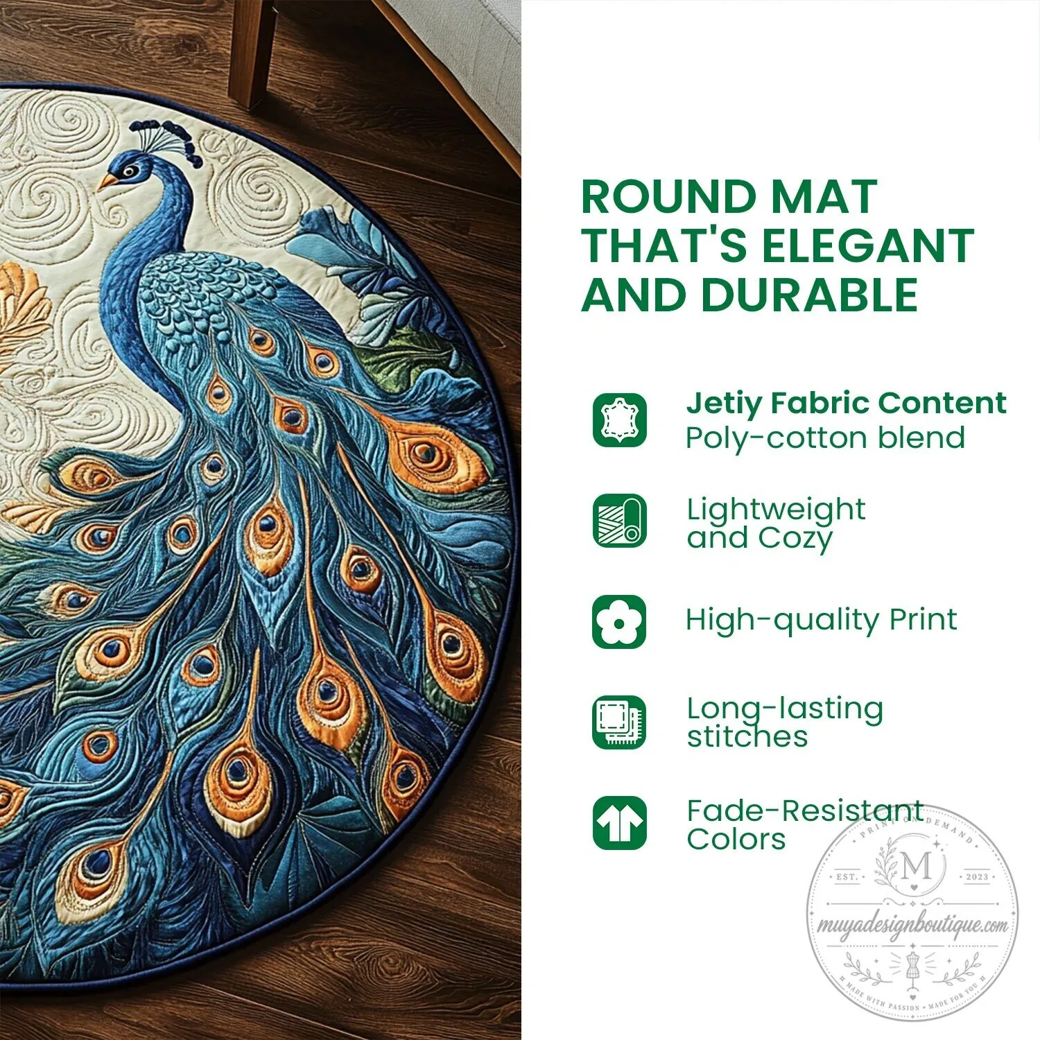 Christmas Village Santa Sleigh Reindeer Quilted Round Floor Mat 9 Christmas Village Santa Sleigh Reindeer Quilted Round Floor Mat
