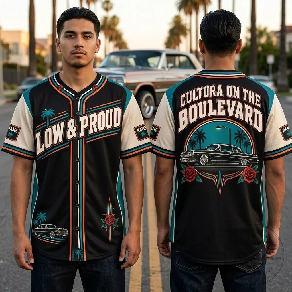 Chicano Lowrider Culture on the Boulevard Baseball Jersey 2 Chicano Lowrider Culture on the Boulevard Baseball Jersey