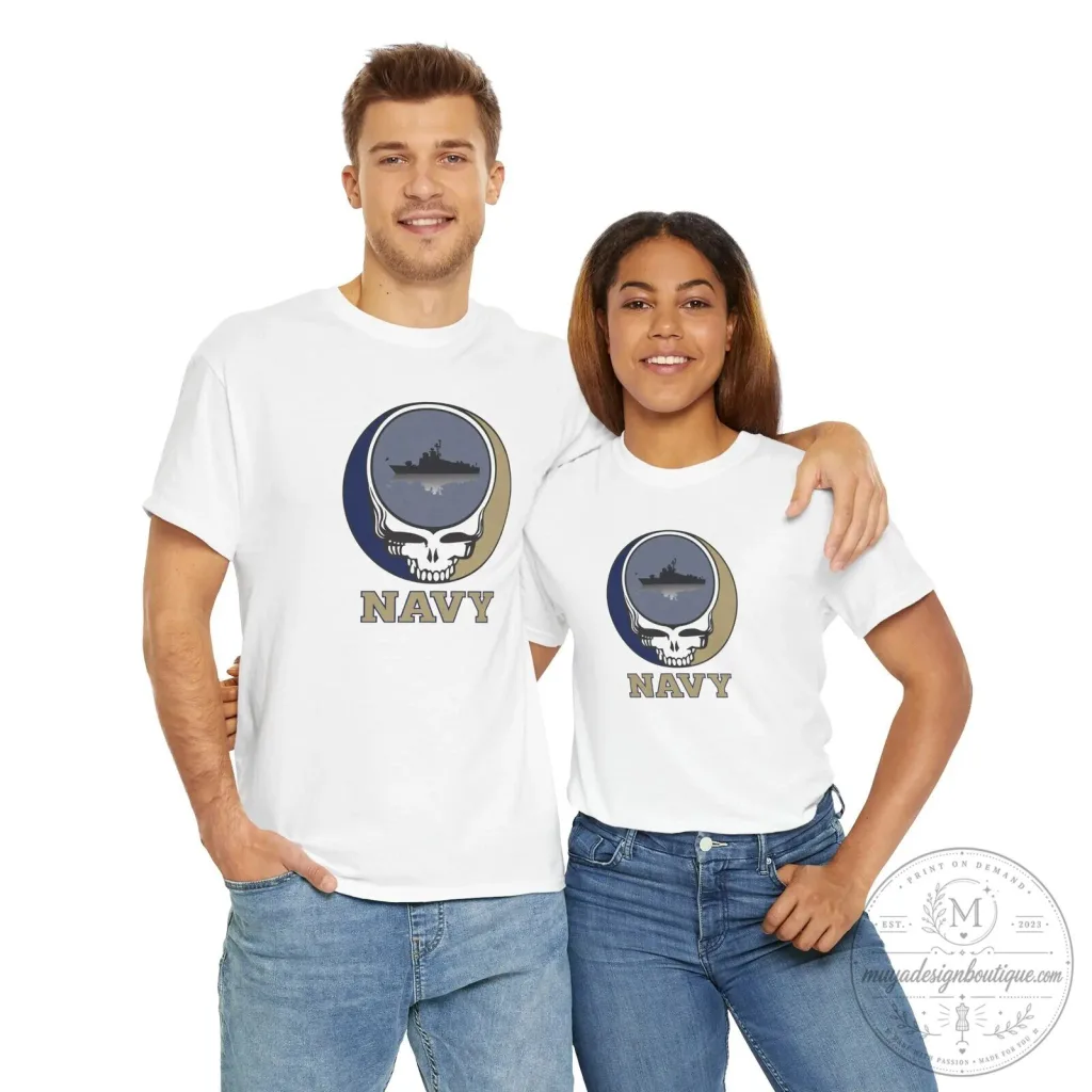 United States Navy Grateful Dead Style Skull Ship Logo T-Shirt United States Navy Grateful Dead Style Skull Ship Logo T-Shirt