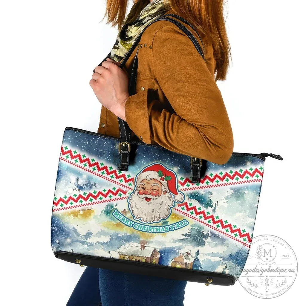 Vintage Santa Claus Merry Christmas Y'all Winter Holiday Tote Bag