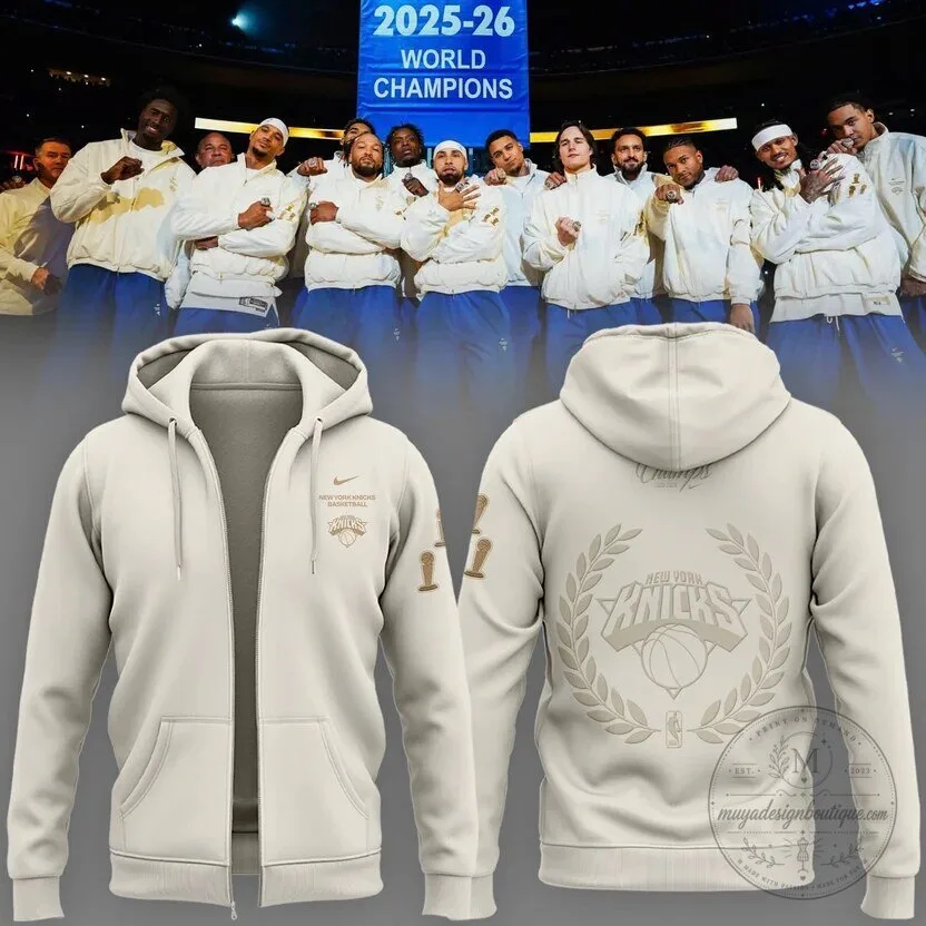 Full Zip Hoodie for 2025-26 World Champion New York Knicks Basketball Team 1 Full Zip Hoodie for 2025-26 World Champion New York Knicks Basketball Team