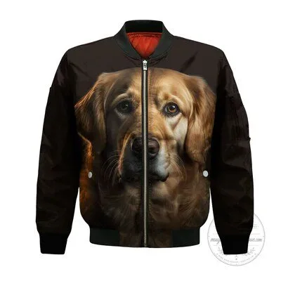 Golden Retriever Dog Face Design Bomber Jacket