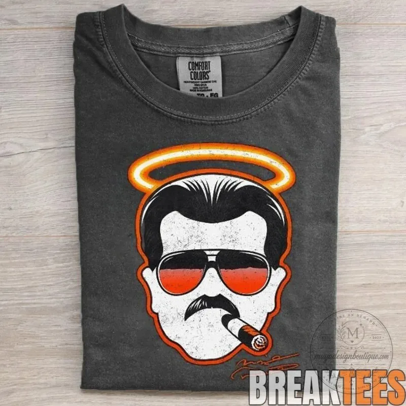 Chicago Bears Mike Ditka Smoking Cigar Halo Graphic Short Sleeve T-Shirt 2 Chicago Bears Mike Ditka Smoking Cigar Halo Graphic Short Sleeve T-Shirt
