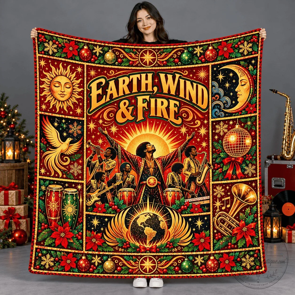 Earth, Wind & Fire Cosmic Performer Elemental Collage Fleece Blanket