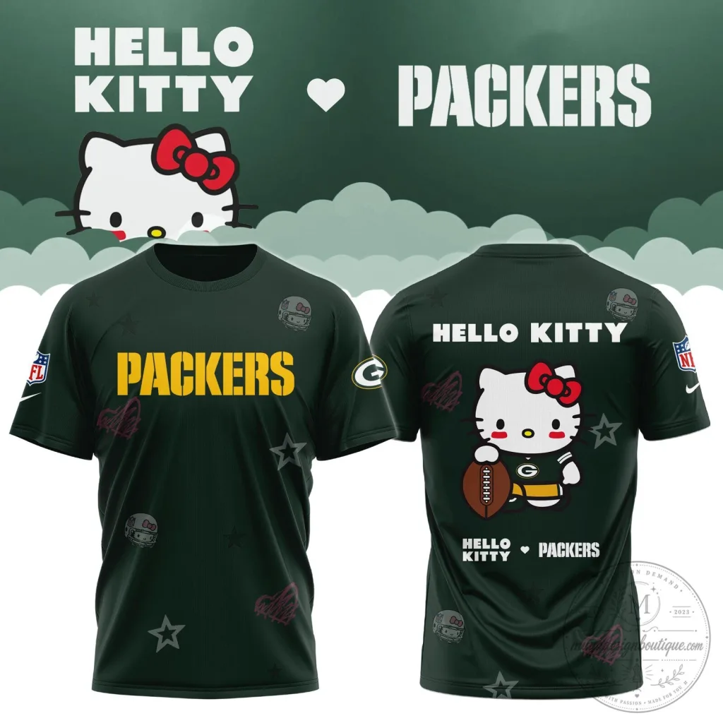 Hello Kitty Green Bay Packers Football Team Fan T-Shirt Hello Kitty Green Bay Packers Football Team Fan T-Shirt