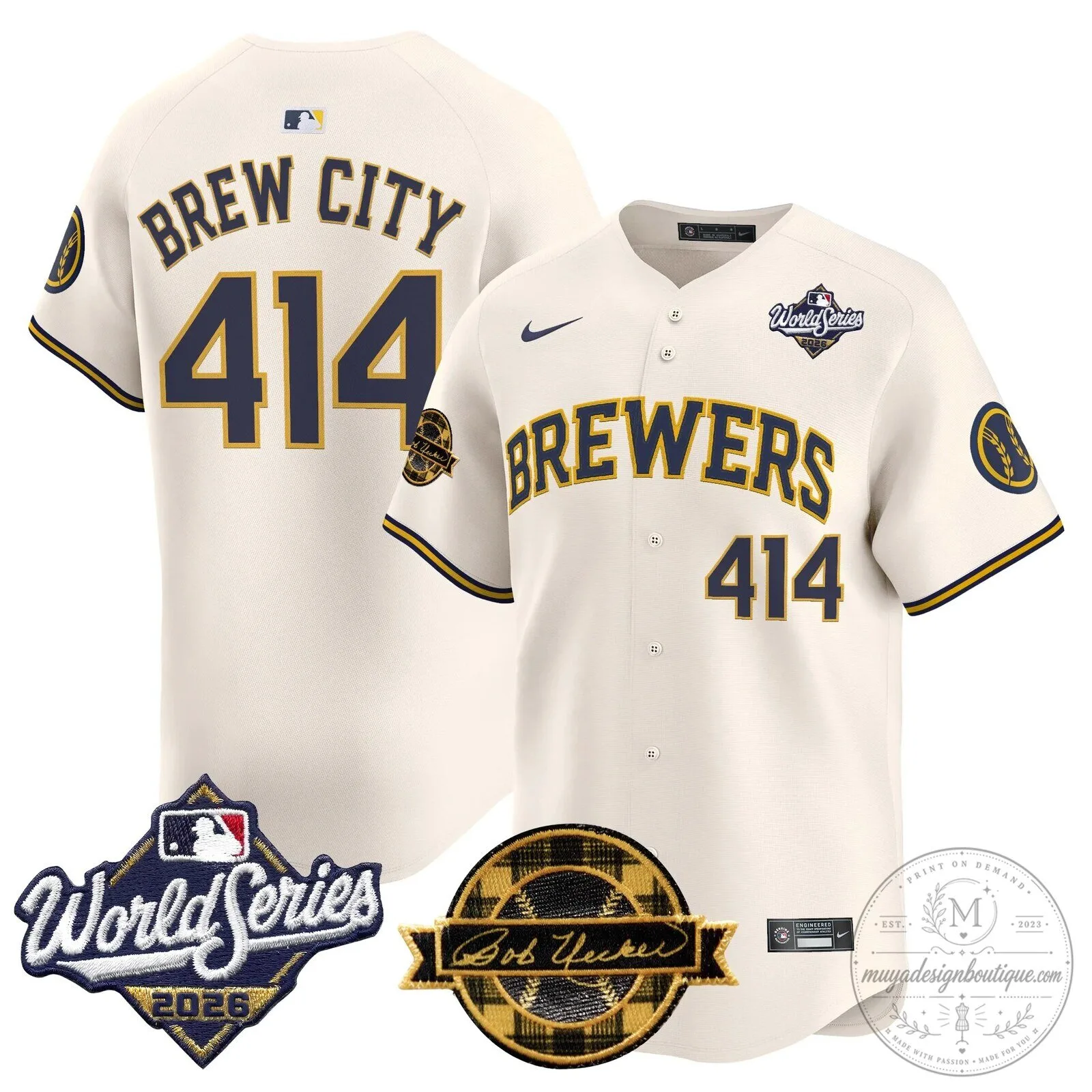 Milwaukee Brewers 2026 World Series Bob Uecker Baseball Jersey