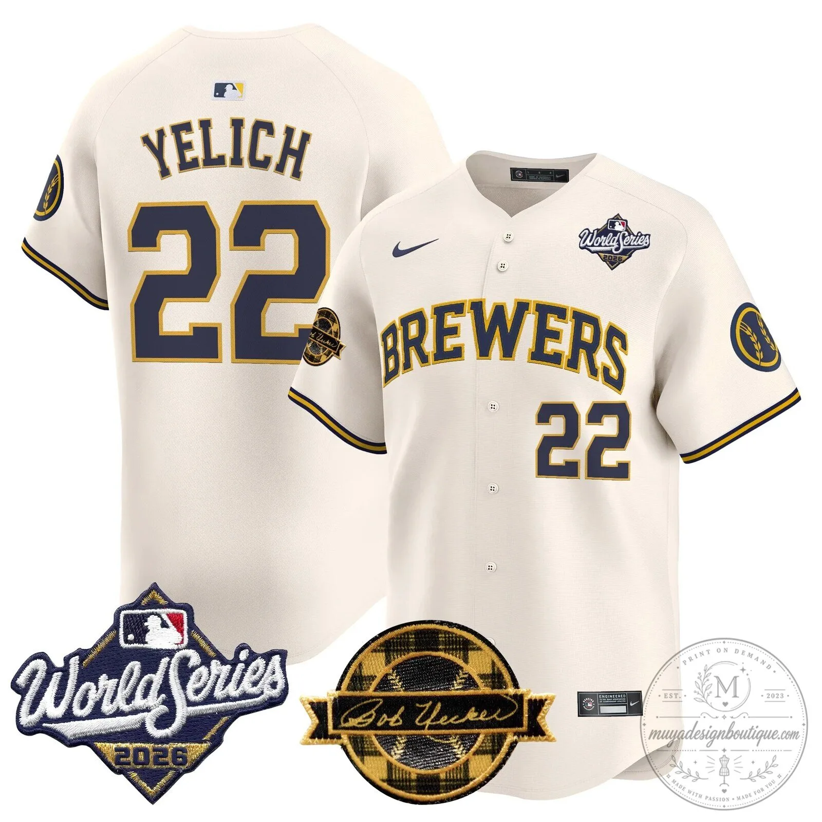 Milwaukee Brewers 2026 World Series Bob Uecker Baseball Jersey 54 Milwaukee Brewers 2026 World Series Bob Uecker Baseball Jersey