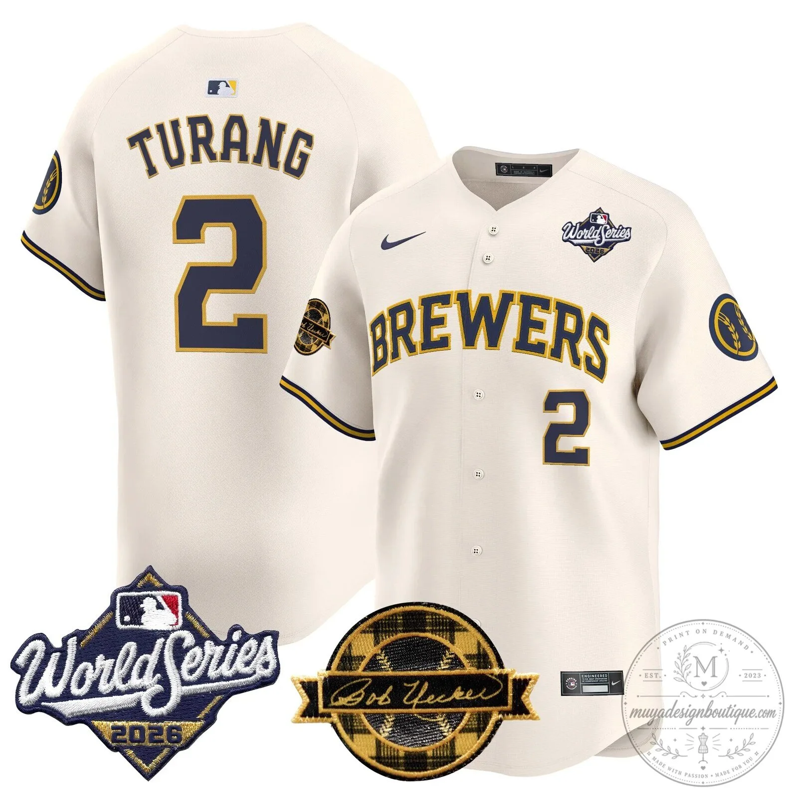 Milwaukee Brewers 2026 World Series Bob Uecker Baseball Jersey 57 Milwaukee Brewers 2026 World Series Bob Uecker Baseball Jersey