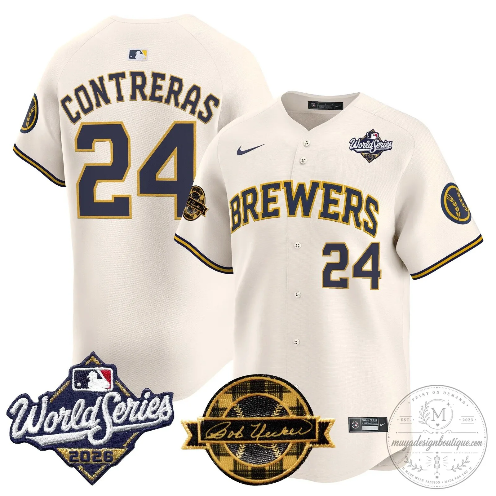 Milwaukee Brewers 2026 World Series Bob Uecker Baseball Jersey 61 Milwaukee Brewers 2026 World Series Bob Uecker Baseball Jersey