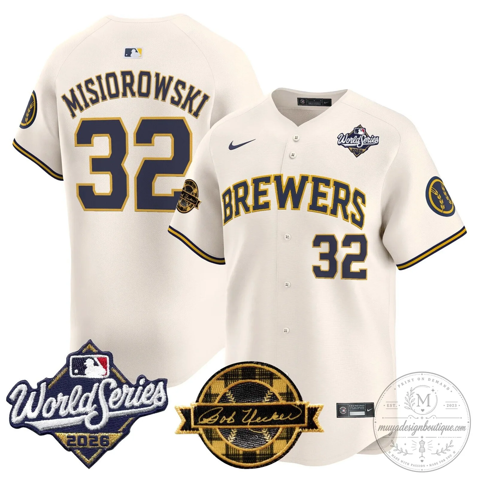Milwaukee Brewers 2026 World Series Bob Uecker Baseball Jersey 62 Milwaukee Brewers 2026 World Series Bob Uecker Baseball Jersey
