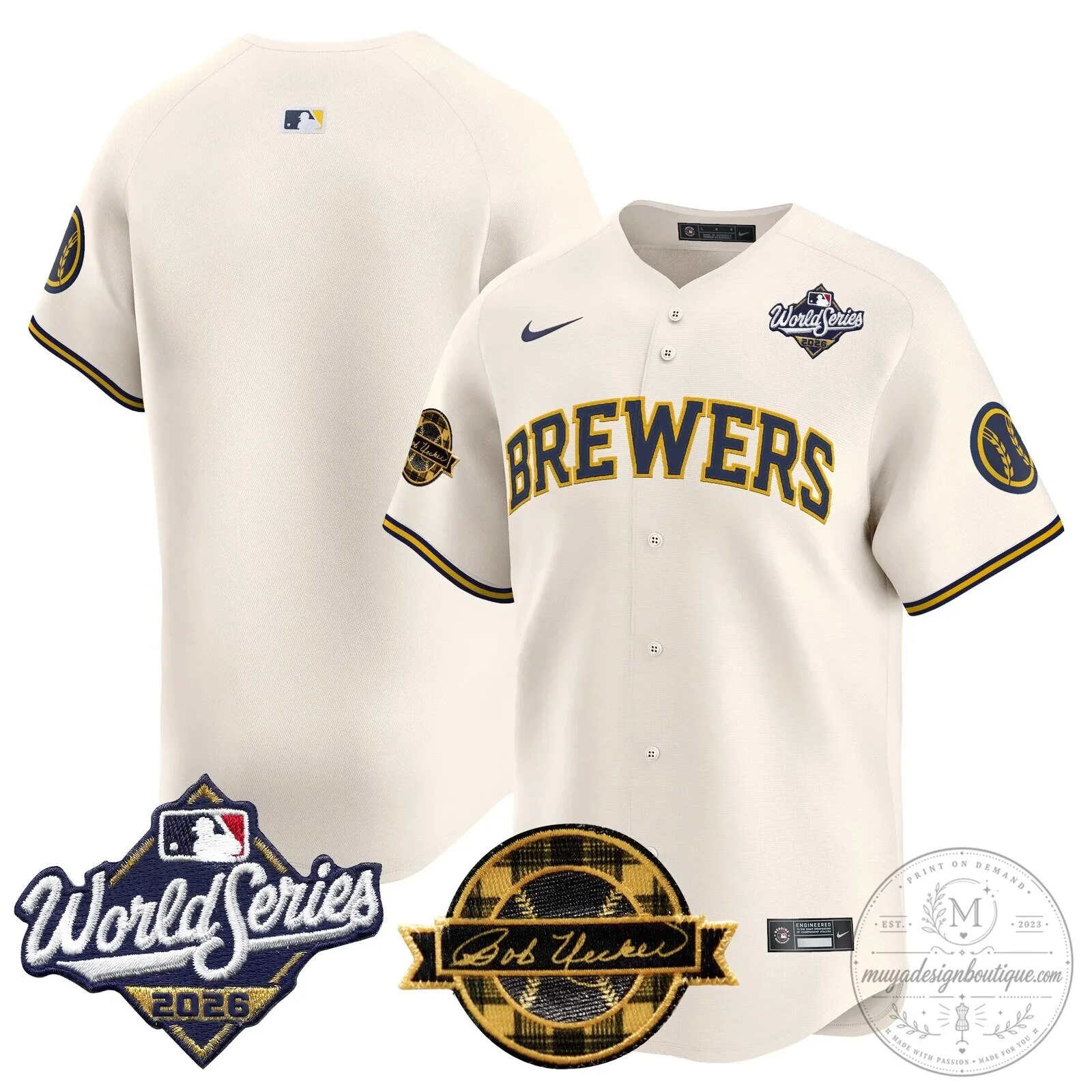 Milwaukee Brewers 2026 World Series Bob Uecker Baseball Jersey 63 Milwaukee Brewers 2026 World Series Bob Uecker Baseball Jersey