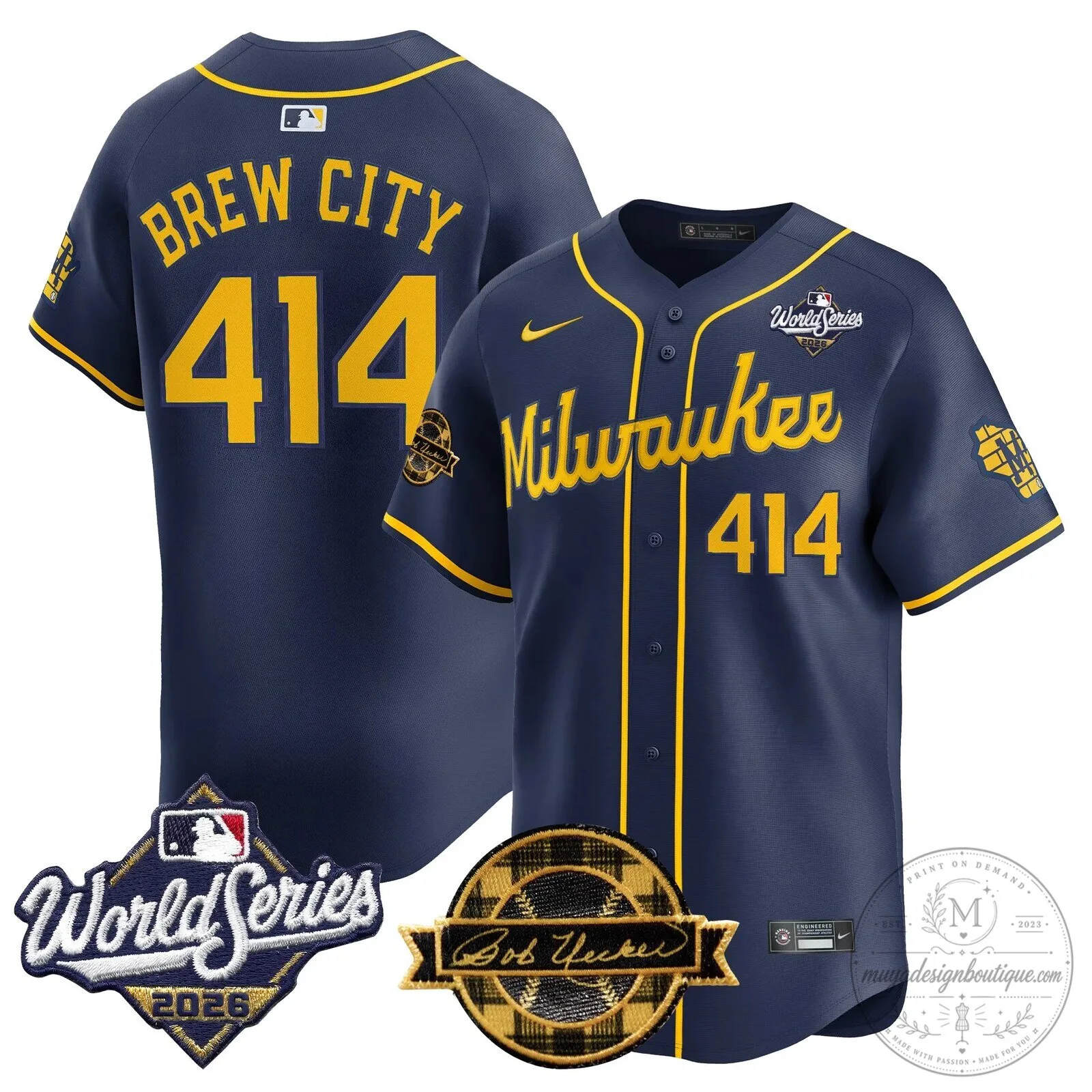 Milwaukee Brewers 2026 World Series Bob Uecker Baseball Jersey 64 Milwaukee Brewers 2026 World Series Bob Uecker Baseball Jersey