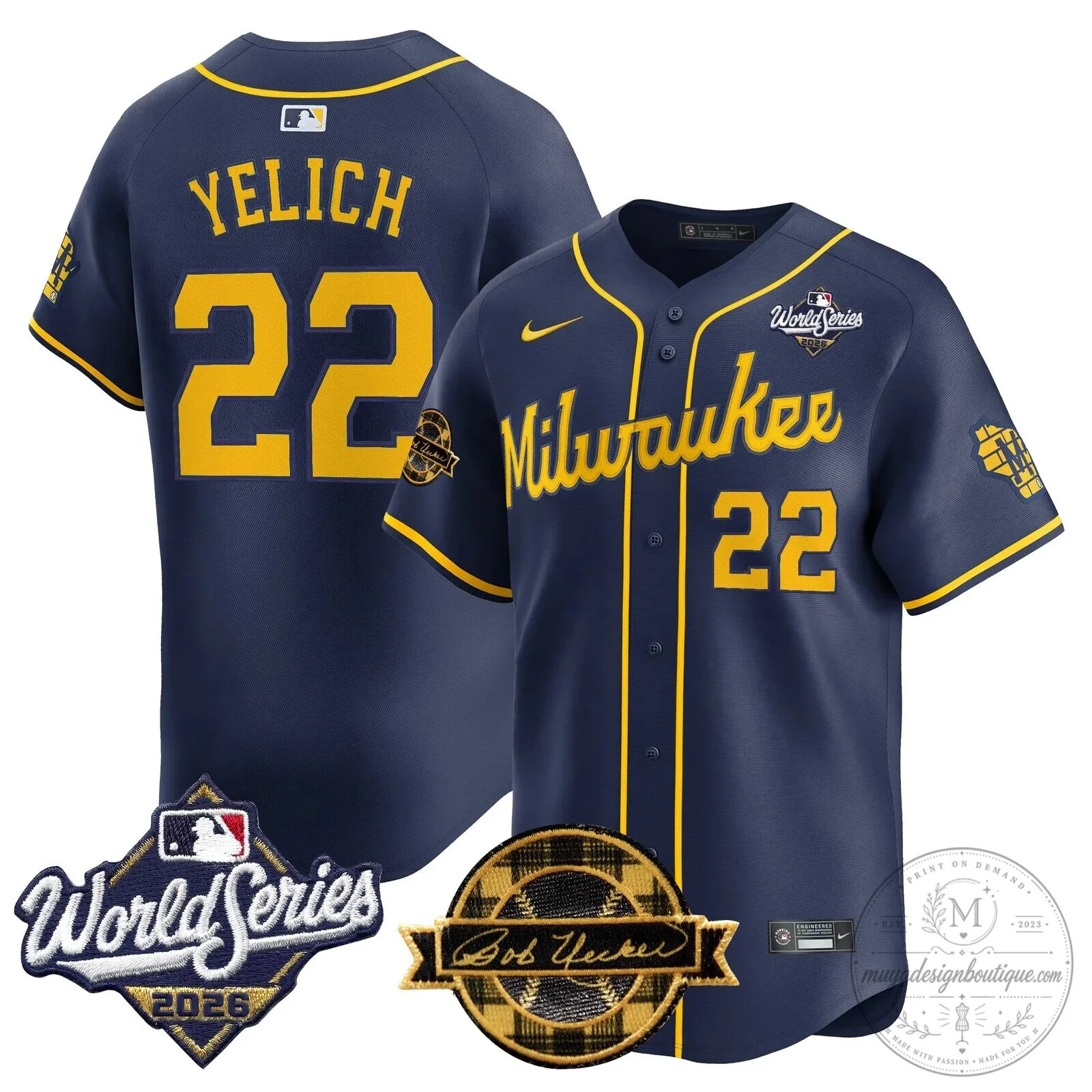 Milwaukee Brewers 2026 World Series Bob Uecker Baseball Jersey 66 Milwaukee Brewers 2026 World Series Bob Uecker Baseball Jersey