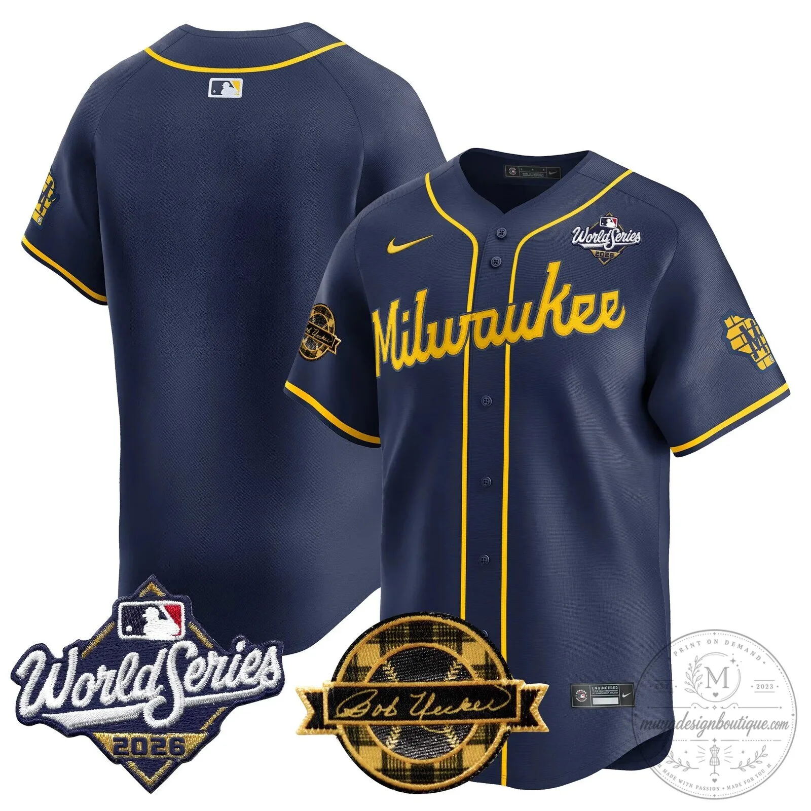 Milwaukee Brewers 2026 World Series Bob Uecker Baseball Jersey 75 Milwaukee Brewers 2026 World Series Bob Uecker Baseball Jersey