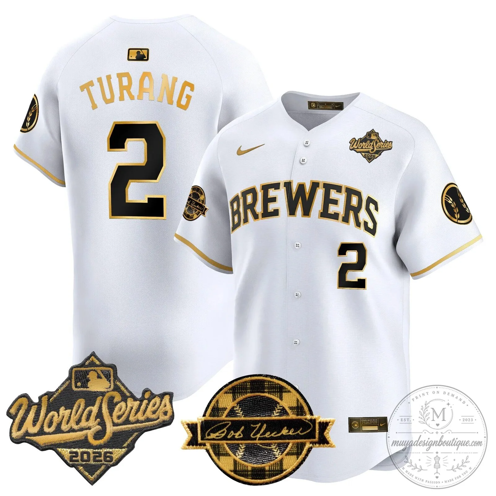 Milwaukee Brewers 2026 World Series Bob Uecker Baseball Jersey 93 Milwaukee Brewers 2026 World Series Bob Uecker Baseball Jersey