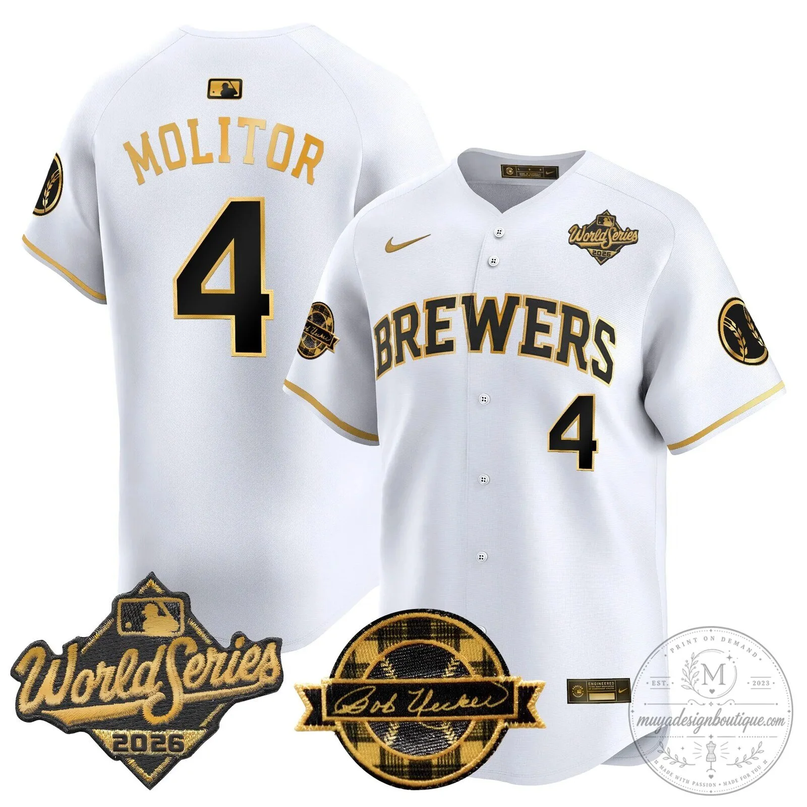 Milwaukee Brewers 2026 World Series Bob Uecker Baseball Jersey 96 Milwaukee Brewers 2026 World Series Bob Uecker Baseball Jersey