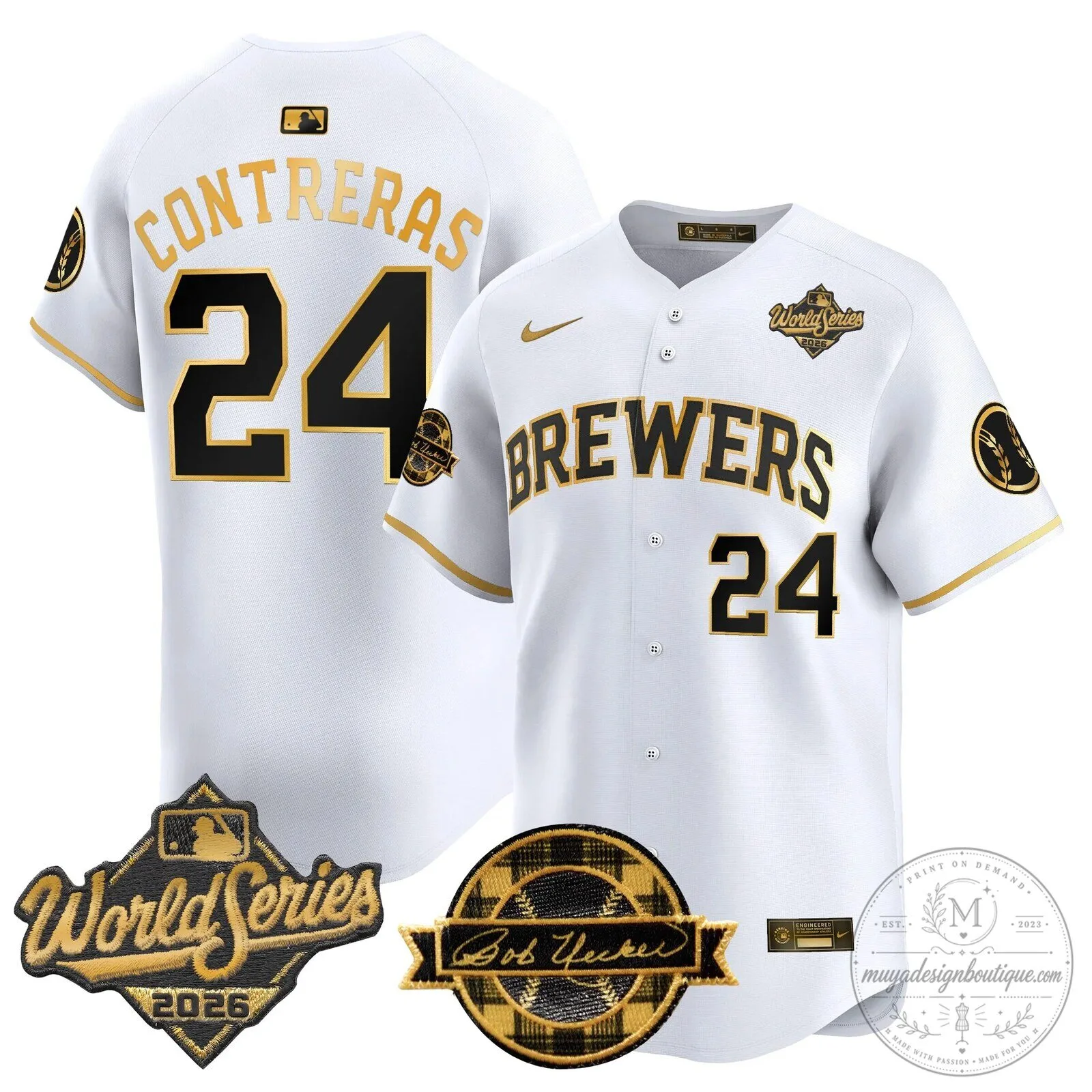 Milwaukee Brewers 2026 World Series Bob Uecker Baseball Jersey 97 Milwaukee Brewers 2026 World Series Bob Uecker Baseball Jersey