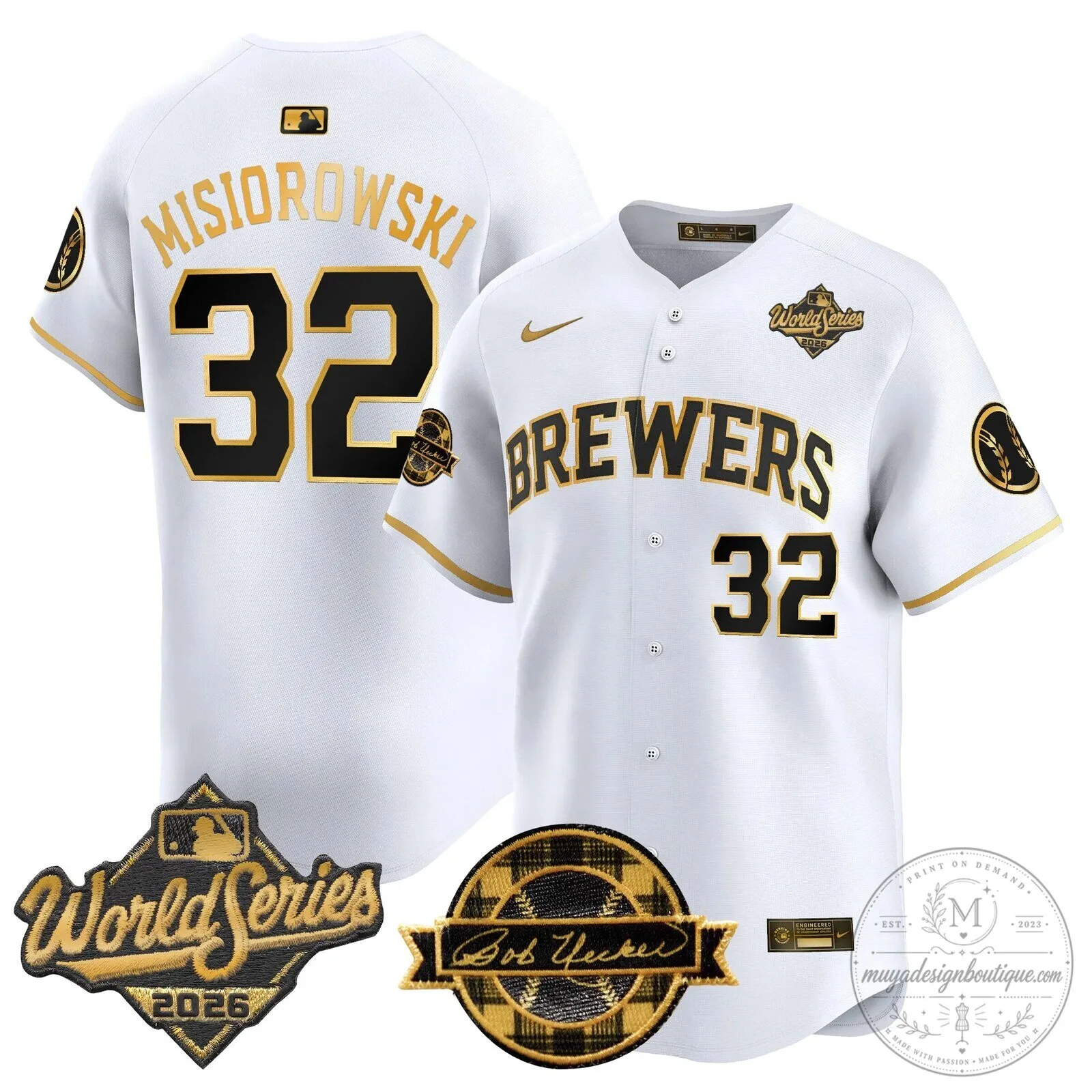 Milwaukee Brewers 2026 World Series Bob Uecker Baseball Jersey 98 Milwaukee Brewers 2026 World Series Bob Uecker Baseball Jersey