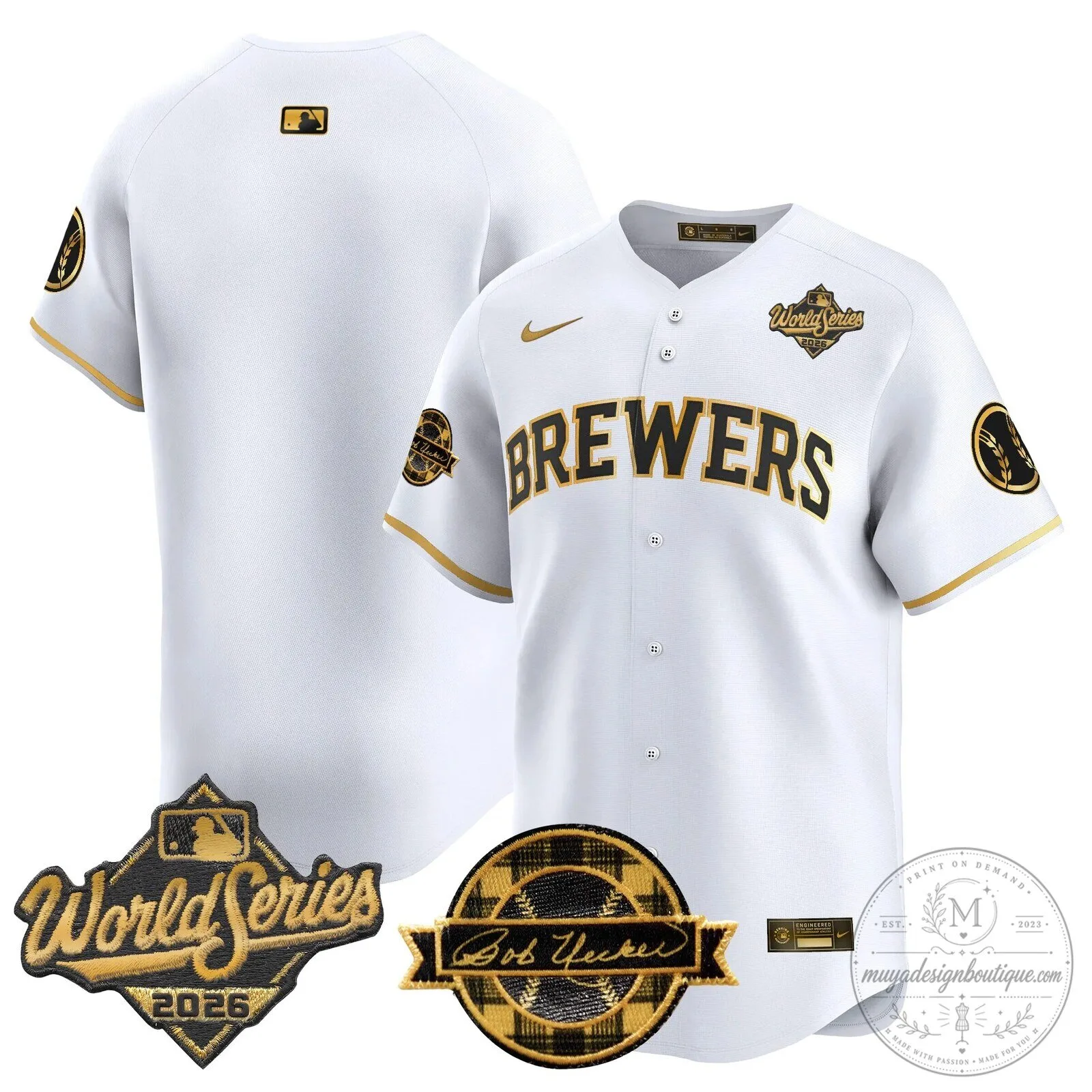 Milwaukee Brewers 2026 World Series Bob Uecker Baseball Jersey 99 Milwaukee Brewers 2026 World Series Bob Uecker Baseball Jersey