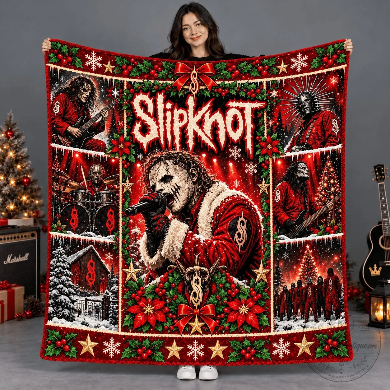 Slipknot Band Christmas Holiday Fleece Blanket