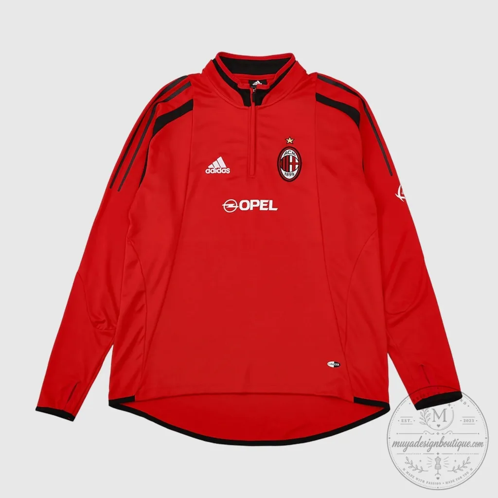 AC Milan Adidas Opel 2004-2005 Red Quarter-Zip Training Long-Sleeve Shirt 20 AC Milan Adidas Opel 2004-2005 Red Quarter-Zip Training Long-Sleeve Shirt
