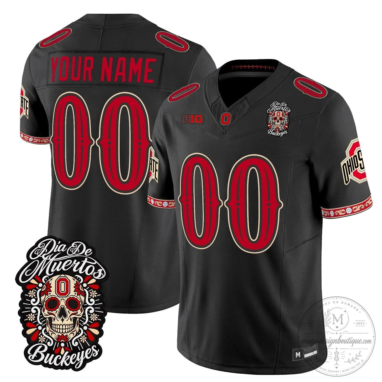 Ohio State Buckeyes Day of the Dead Football Jersey Custom Name and Number