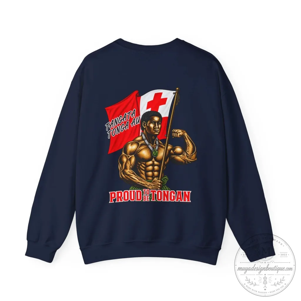 Proud Tongan Flag Strong Man Graphic Crewneck Sweatshirt Proud Tongan Flag Strong Man Graphic Crewneck Sweatshirt