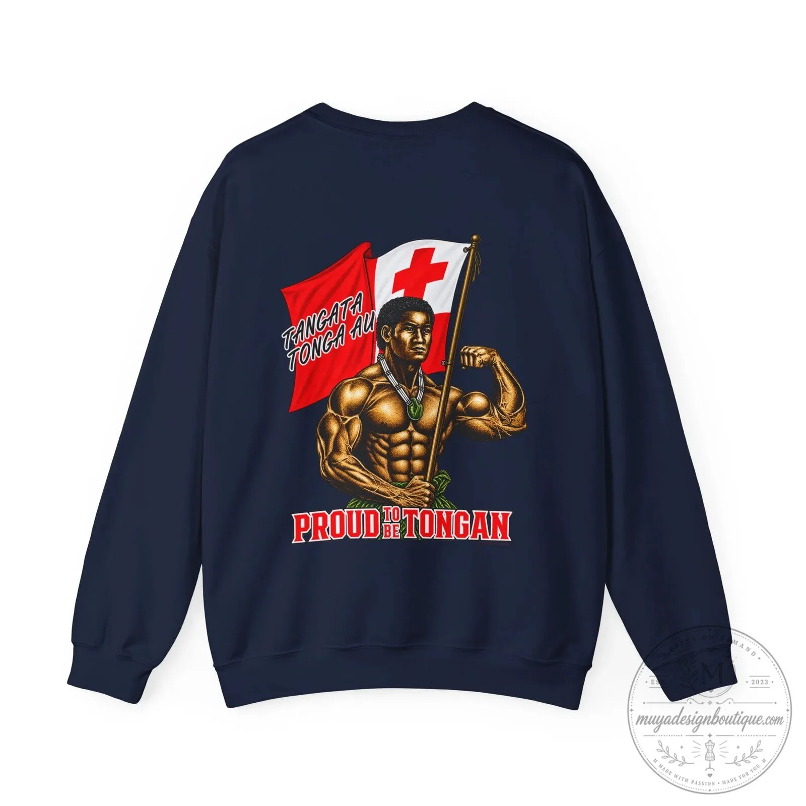 Proud Tongan Flag Strong Man Graphic Crewneck Sweatshirt 1 Proud Tongan Flag Strong Man Graphic Crewneck Sweatshirt
