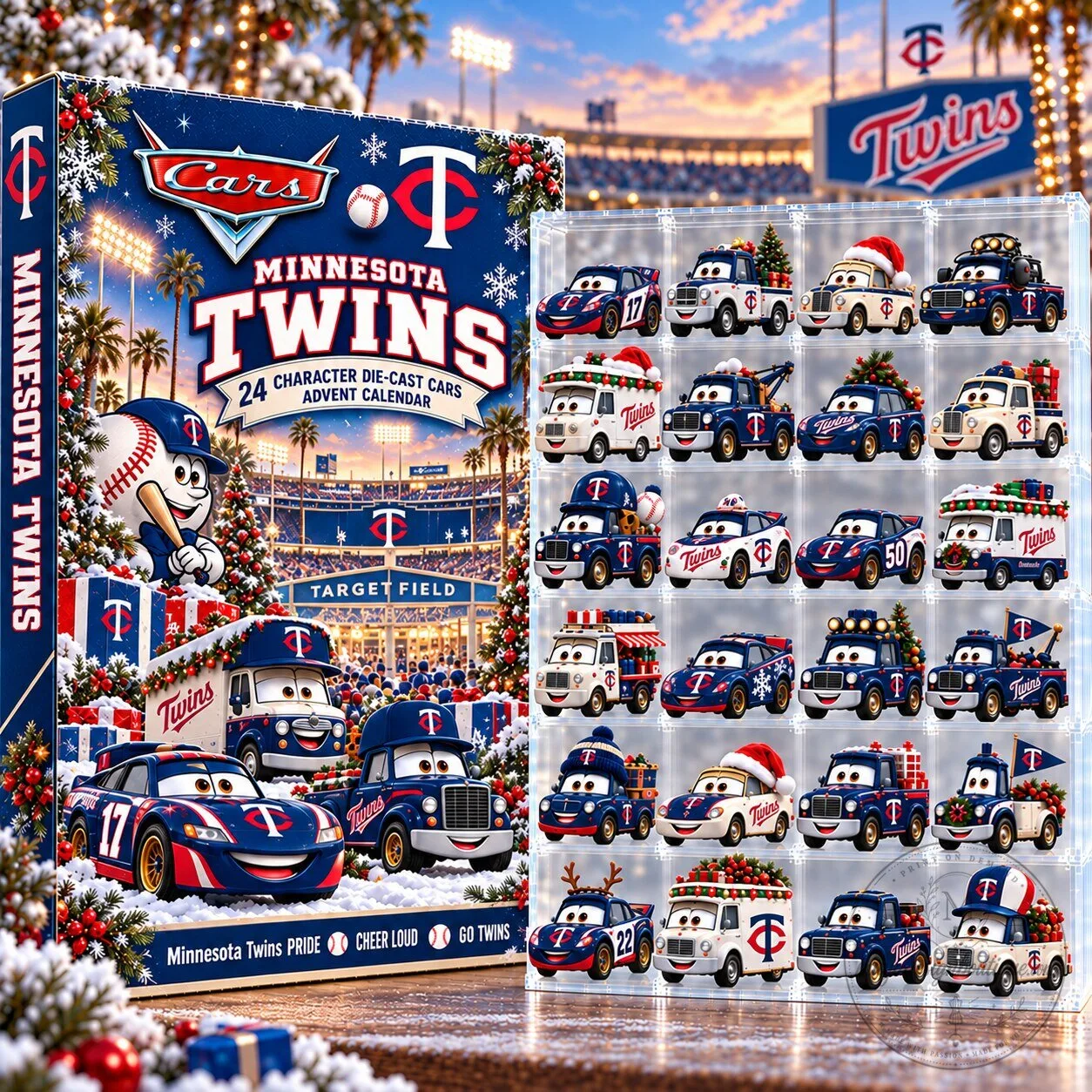 Minnesota Twins Disney Cars Christmas Advent Calendar 2D