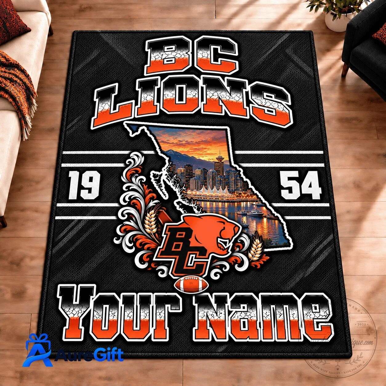 BC Lions CFL Personalized Premier Area Rug – Premium Limited Edition Gift