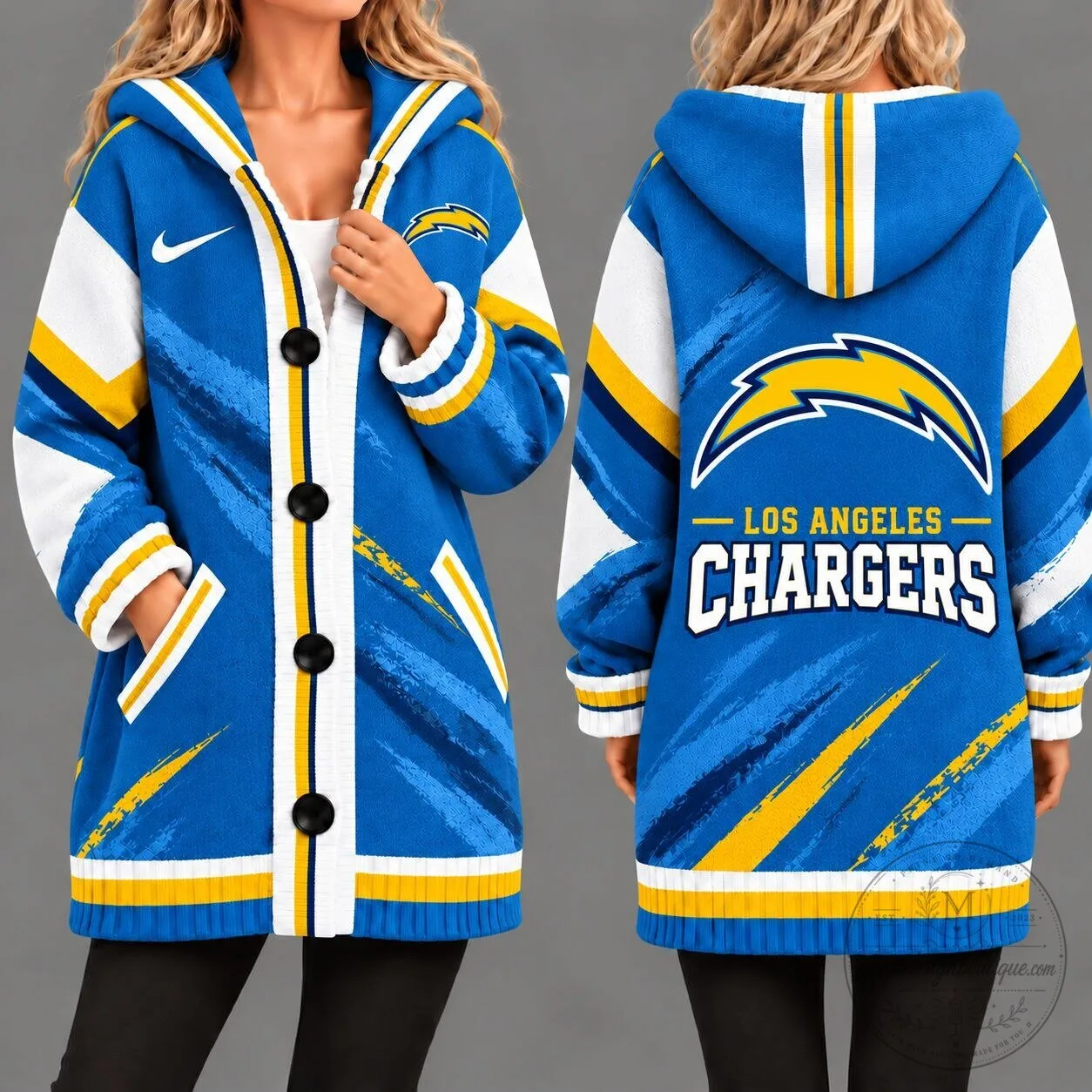 Los Angeles Chargers NFL Team Pride Oversized Cardigan Hoodie