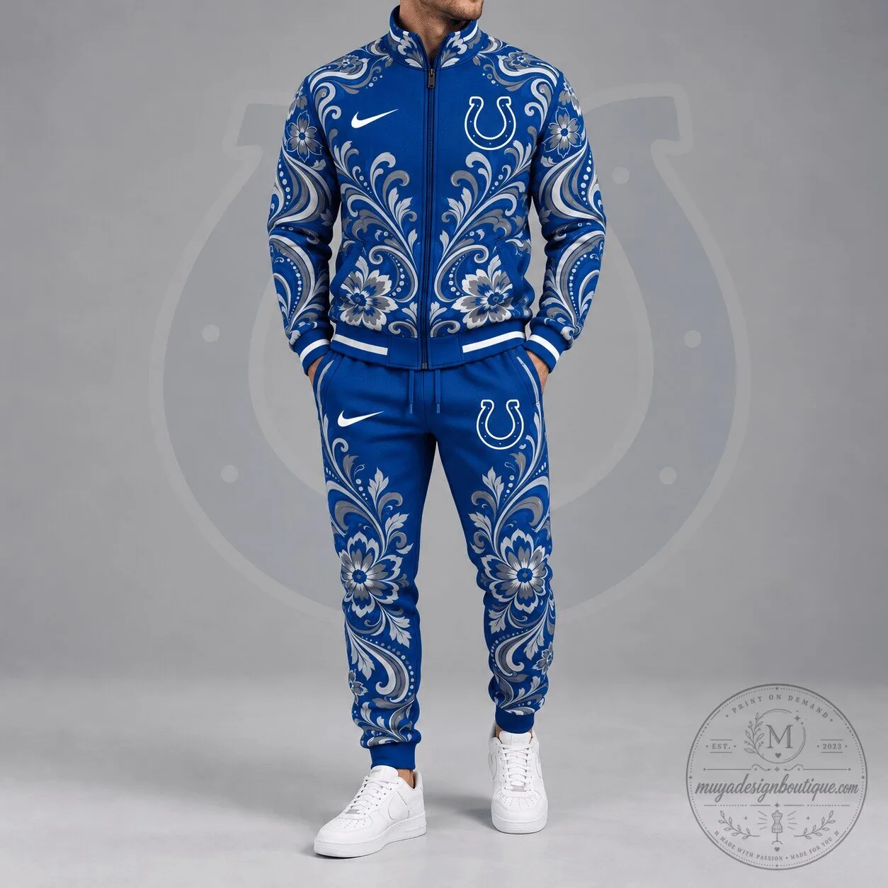 Indianapolis Colts NFL Floral Paisley Full-Zip Tracksuit Jacket